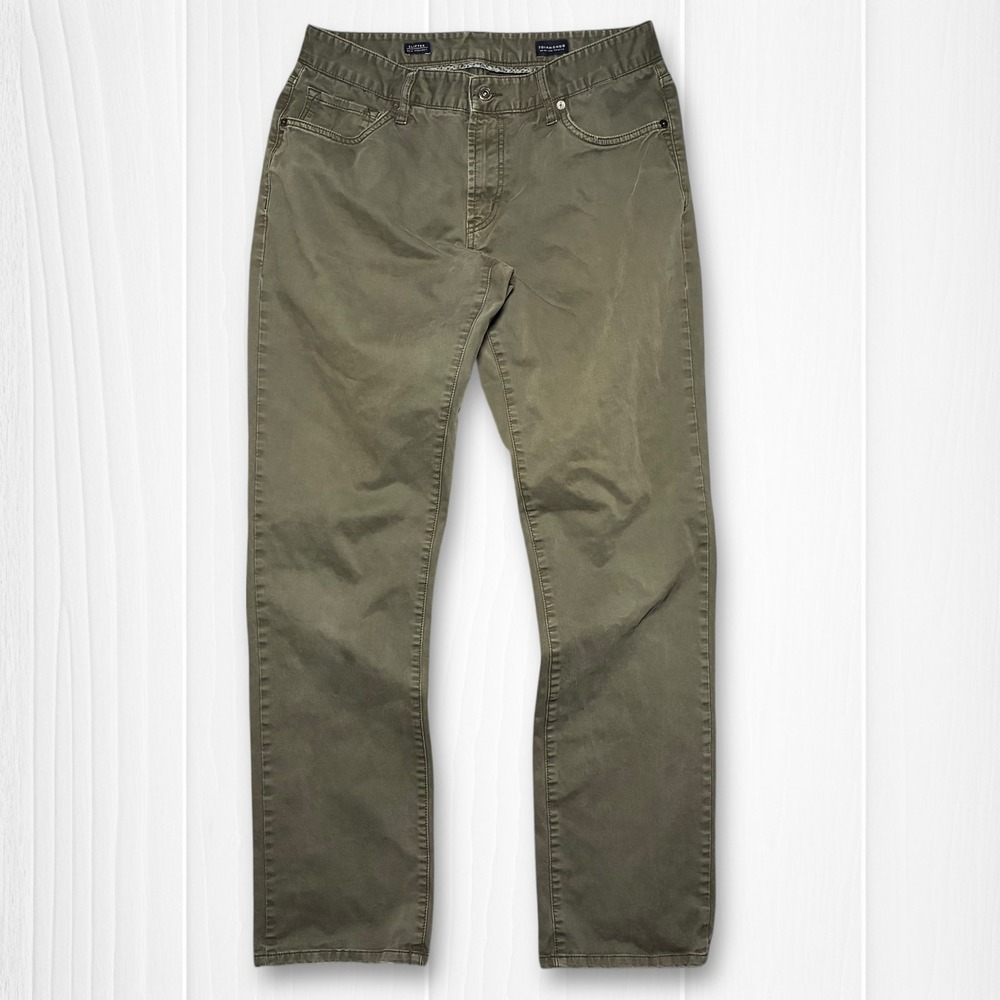 7 Diamonds Clifton Slim‎ Straight Twill Chino Pants Mens 32x34 Olive Green